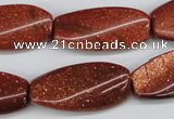 CTW112 15.5 inches 15*30mm twisted rectangle goldstone beads