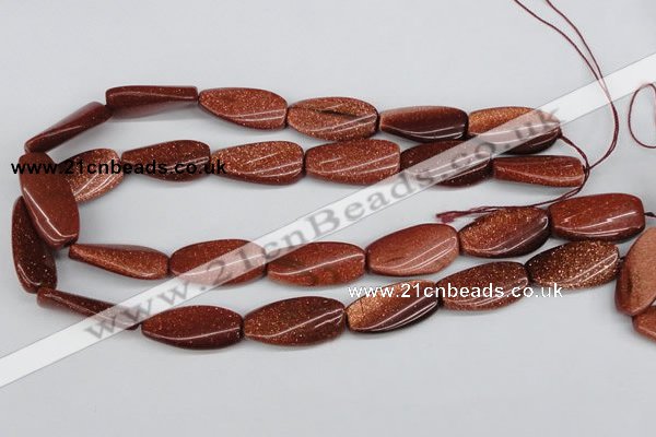 CTW112 15.5 inches 15*30mm twisted rectangle goldstone beads