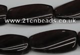 CTW114 15.5 inches 15*30mm twisted rectangle smoky quartz beads