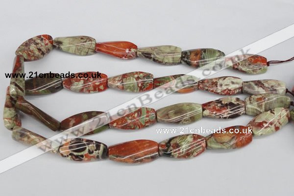 CTW119 15.5 inches 15*30mm twisted rectangle rainforest agate beads