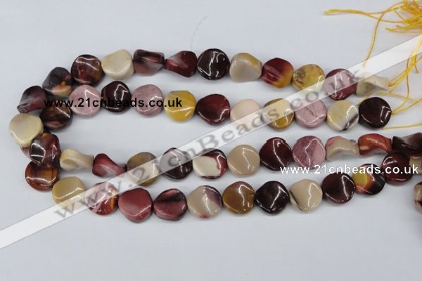 CTW12 15.5 inches 16mm twisted coin mookaite gemstone beads
