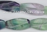 CTW121 15.5 inches 15*30mm twisted rectangle fluorite gemstone beads