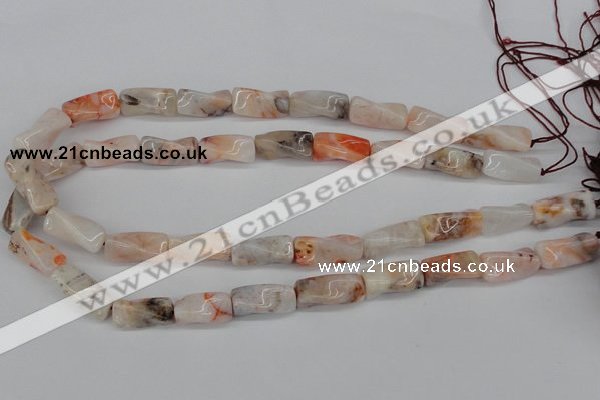 CTW124 15.5 inches 9*20mm twisted trihedron agate gemstone beads