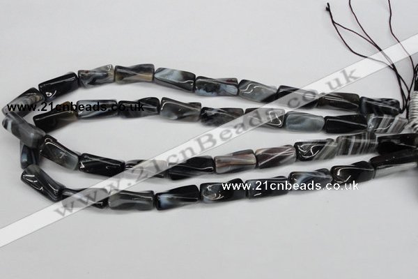 CTW128 15.5 inches 9*20mm twisted trihedron madagascar agate beads