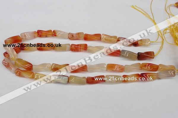 CTW130 15.5 inches 10*20mm twisted trihedron agate gemstone beads