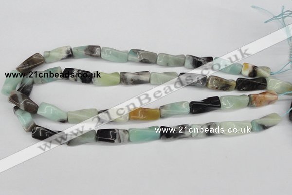 CTW131 15.5 inches 10*20mm twisted trihedron amazonite gemstone beads