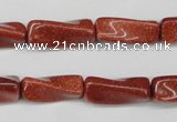 CTW132 15.5 inches 10*20mm twisted trihedron goldstone beads