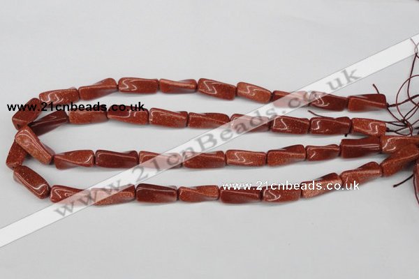 CTW132 15.5 inches 10*20mm twisted trihedron goldstone beads