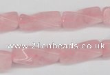 CTW133 15.5 inches 9*20mm twisted trihedron rose quartz beads