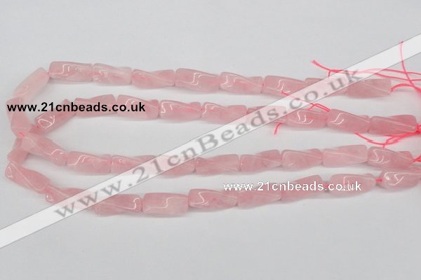 CTW133 15.5 inches 9*20mm twisted trihedron rose quartz beads