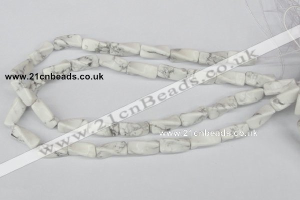 CTW134 15.5 inches 9*20mm twisted trihedron white howlite beads