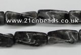 CTW135 15.5 inches 9*20mm twisted trihedron black labradorite beads