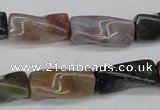 CTW136 15.5 inches 9*20mm twisted trihedron Indian agate beads