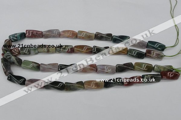 CTW136 15.5 inches 9*20mm twisted trihedron Indian agate beads