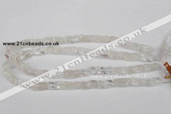 CTW137 15.5 inches 9*20mm twisted trihedron white crystal beads