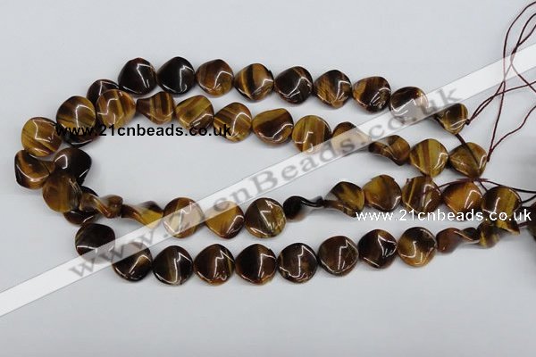 CTW14 15.5 inches 16mm twisted coin yellow tiger eye beads wholesale