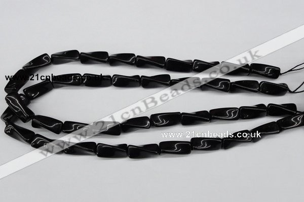 CTW141 15.5 inches 9*20mm twisted trihedron black agate beads