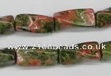 CTW142 15.5 inches 9*20mm twisted trihedron unakite gemstone beads