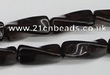 CTW145 15.5 inches 9*20mm twisted trihedron smoky quartz beads