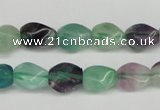 CTW147 15.5 inches 8*11mm twisted rice fluorite gemstone beads