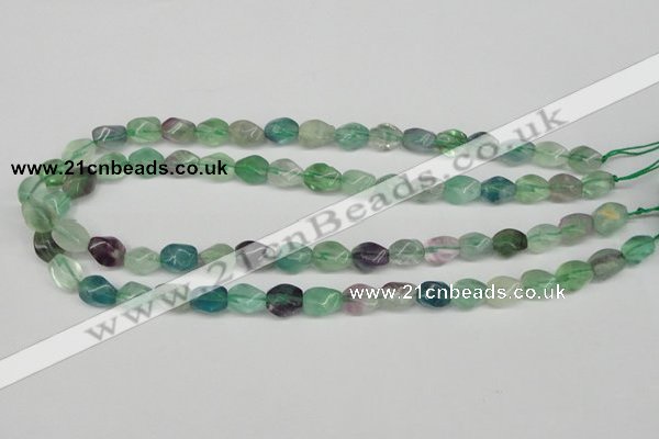 CTW147 15.5 inches 8*11mm twisted rice fluorite gemstone beads