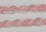 CTW148 15.5 inches 8*11mm twisted rice rose quartz beads