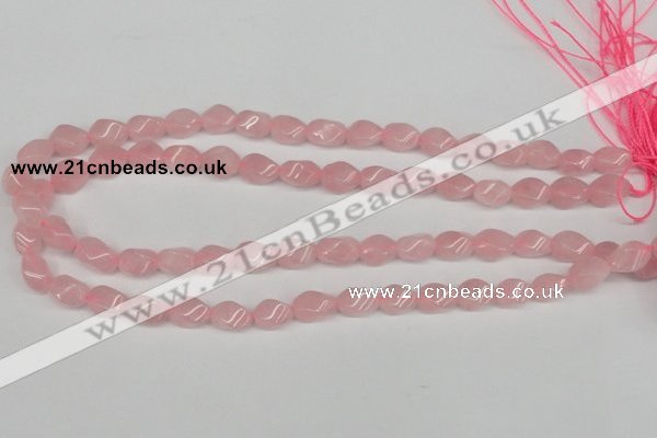 CTW148 15.5 inches 8*11mm twisted rice rose quartz beads