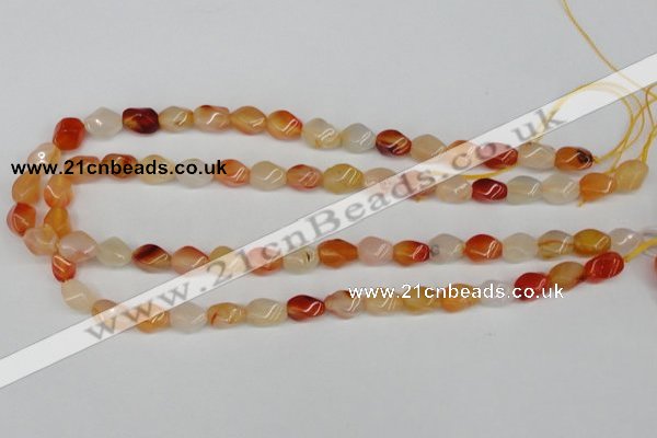 CTW150 15.5 inches 8*11mm twisted rice agate gemstone beads