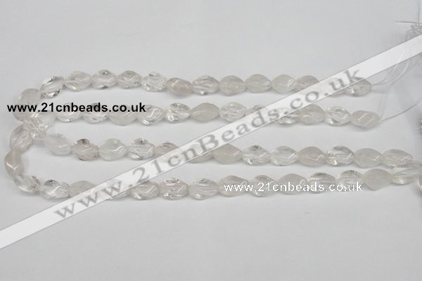 CTW153 15.5 inches 8*15mm twisted rice white crystal beads