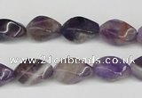 CTW154 15.5 inches 8*15mm twisted rice amethyst gemstone beads