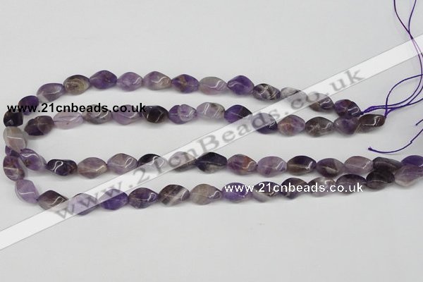 CTW154 15.5 inches 8*15mm twisted rice amethyst gemstone beads