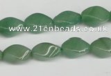 CTW157 15.5 inches 8*15mm twisted rice green aventurine beads