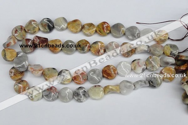 CTW16 15.5 inches 16mm twisted coin crazy lace agate beads wholesale