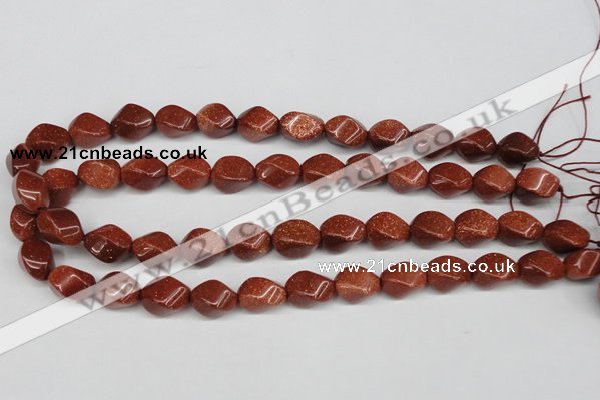 CTW161 15.5 inches 10*15mm twisted rice goldstone gemstone beads