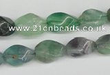 CTW162 15.5 inches 10*15mm twisted rice fluorite gemstone beads