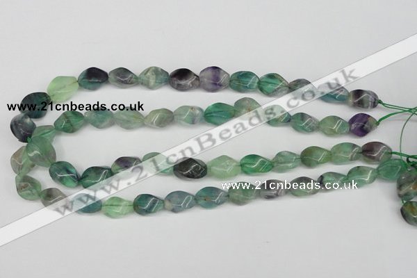 CTW162 15.5 inches 10*15mm twisted rice fluorite gemstone beads