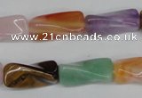 CTW163 15.5 inches 10*20mm twisted trihedron mixed gemstone beads