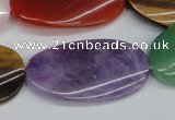 CTW168 15.5 inches 22*40mm twisted oval mixed gemstone beads