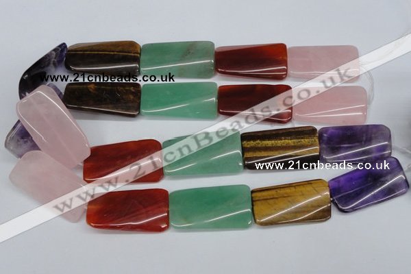 CTW169 15.5 inches 22*40mm twisted rectangle mixed gemstone beads