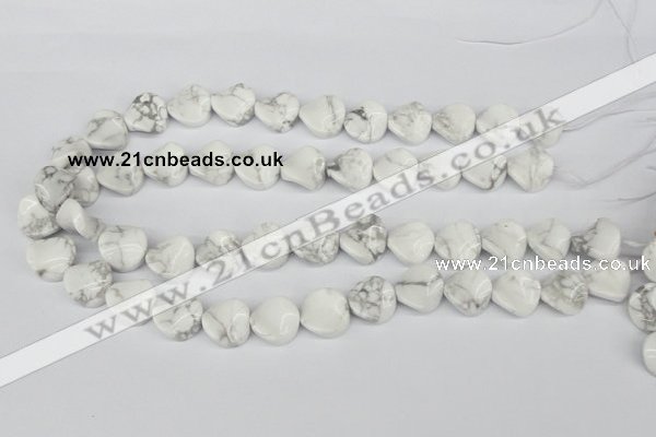 CTW19 15.5 inches 16mm twisted coin white howlite turquoise beads