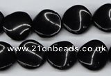 CTW20  15.5 inches 16mm twisted coin black agate beads wholesale