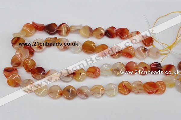 CTW21 15.5 inches 16mm twisted coin agate gemstone beads wholesale