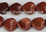 CTW22 15.5 inches 16mm twisted coin goldstone beads wholesale