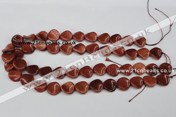 CTW22 15.5 inches 16mm twisted coin goldstone beads wholesale