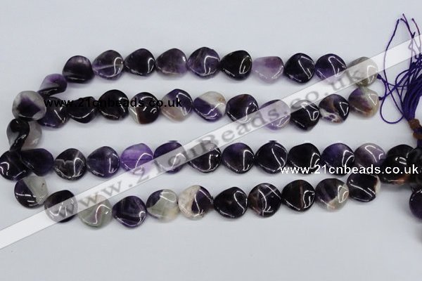 CTW23 15.5 inches 16mm twisted coin amethyst beads wholesale