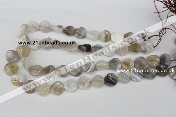 CTW25 15.5 inches 16mm twisted coin botswana agate beads wholesale