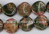 CTW26 15.5 inches 16mm twisted coin unakite gemstone beads wholesale