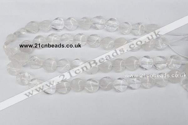 CTW29 15.5 inches 16mm twisted coin white crystal beads wholesale