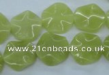 CTW300 15.5 inches 16mm wavy coin olive jade gemstone beads