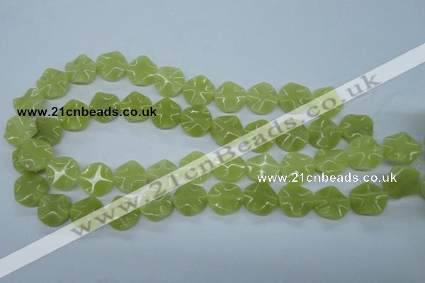 CTW300 15.5 inches 16mm wavy coin olive jade gemstone beads